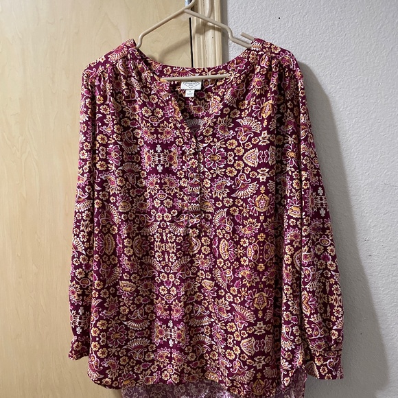 St. John's Bay Tops - Women 1X Beautiful Folk Paisley Peasant Blouse - 25 inches from pit to pit and 2